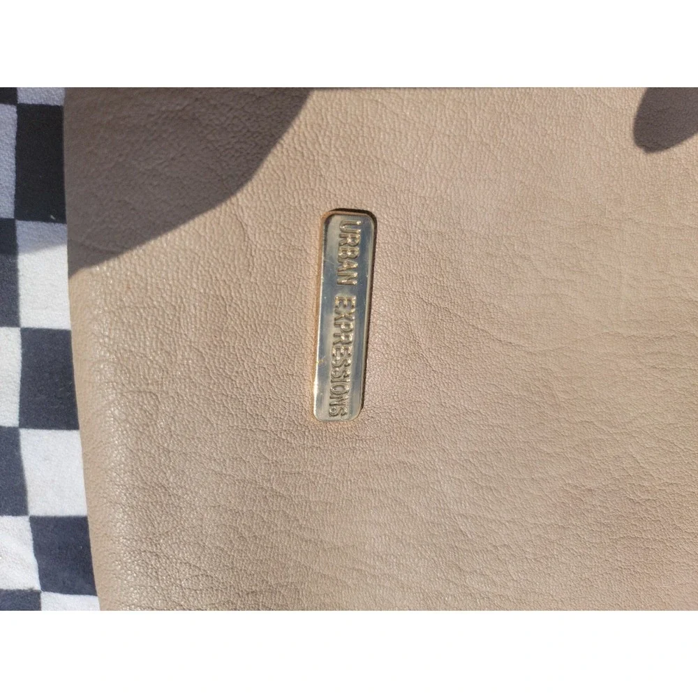 Urban Expressions Beige Woven Hobo Shoulder Bag‎ Blue Damask Back AS IS